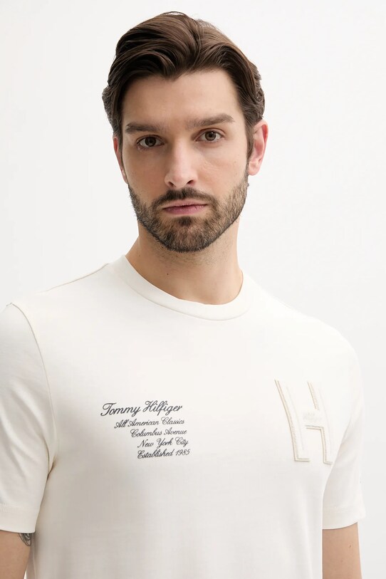 Oblečenie Bavlnené tričko Tommy Hilfiger MW0MW39364 béžová