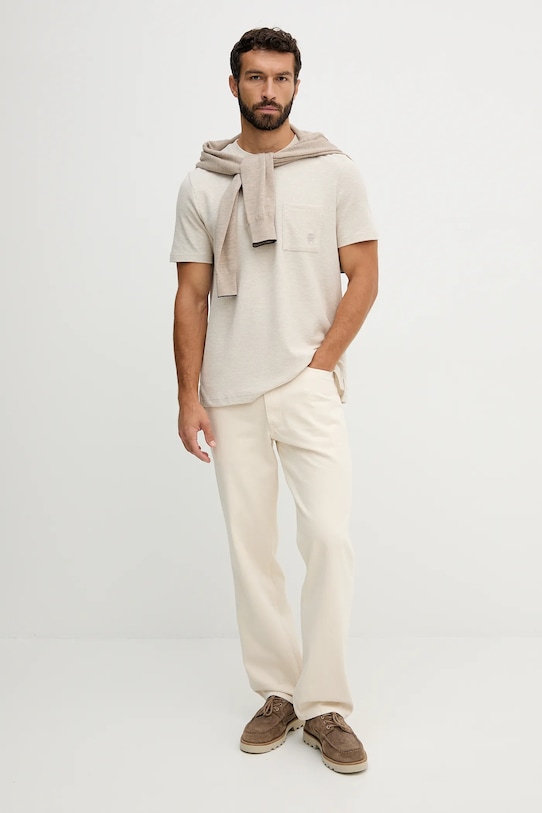 Bavlněné tričko Tommy Hilfiger MW0MW39365 béžová AW25