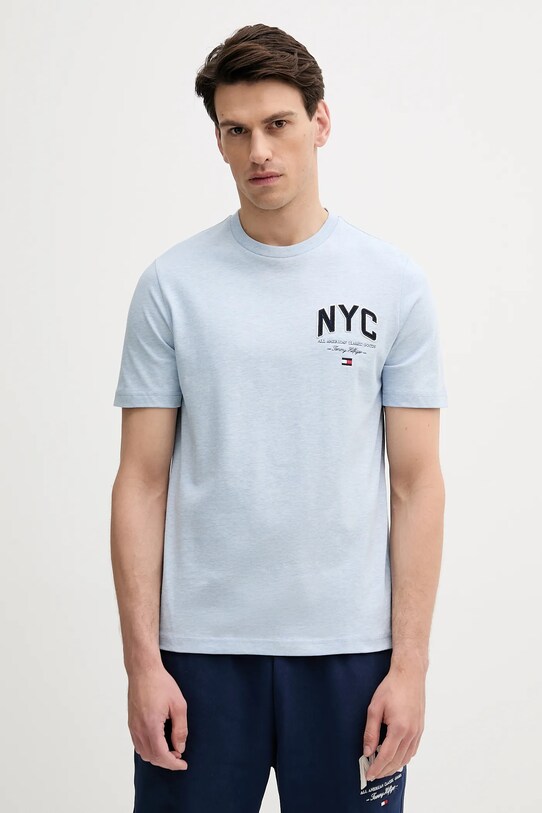Tommy Hilfiger t-shirt bawełniany regular niebieski MW0MW40427