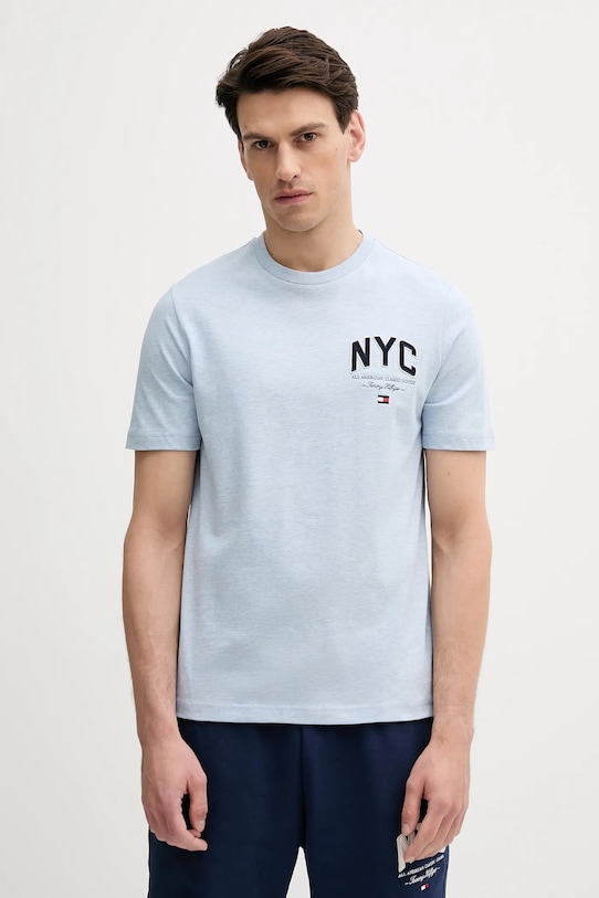 Bavlněné tričko Tommy Hilfiger nášivka modrá MW0MW40427