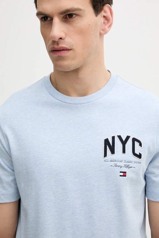 Bavlněné tričko Tommy Hilfiger modrá MW0MW40427