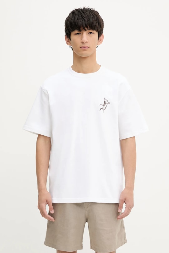 Samsoe Samsoe t-shirt bawełniany SALILIUM nadruk biały U25200008