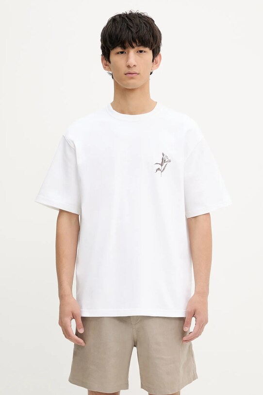 Samsoe Samsoe t-shirt bawełniany SALILIUM nadruk biały U25200008