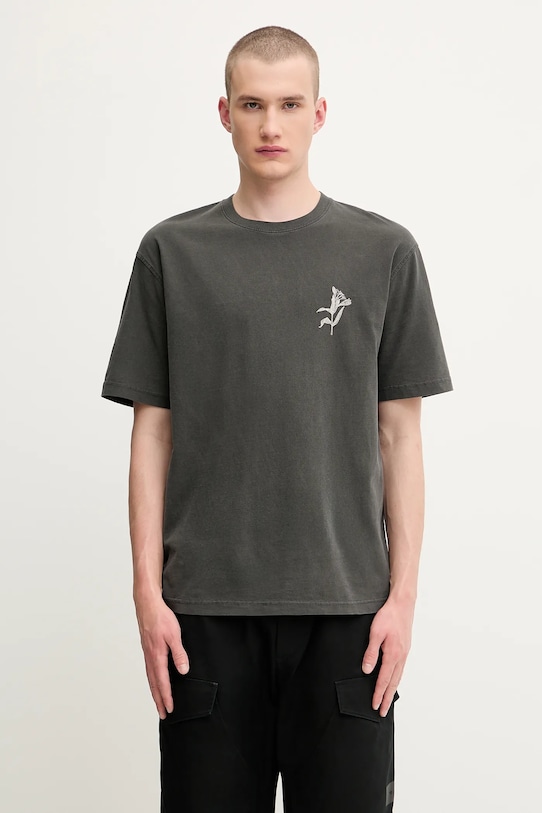 Samsoe Samsoe t-shirt bawełniany SALILIUM nadruk szary U25200009