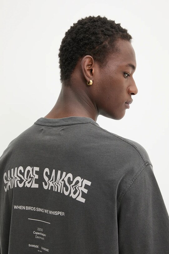 Samsoe Samsoe tricou din bumbac SASWIRL gri U25200007