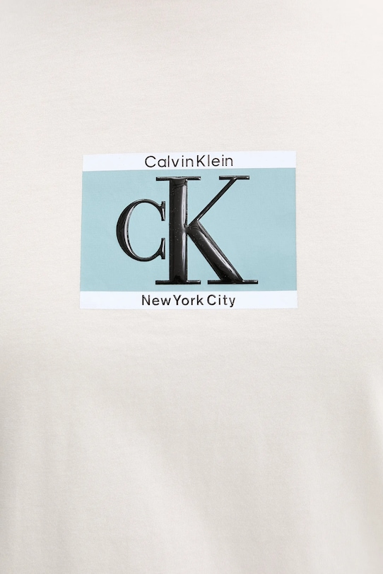 Βαμβακερό μπλουζάκι Calvin Klein LV04RC854G μπεζ