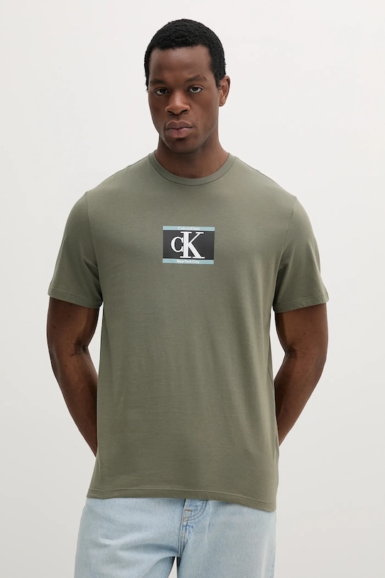Calvin Klein t-shirt bawełniany nadruk zielony LV04RC854G