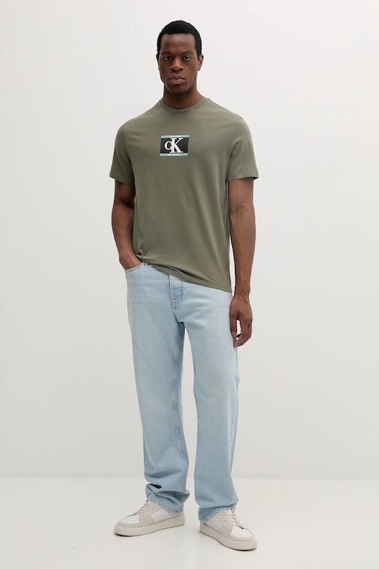 Calvin Klein t-shirt bawełniany LV04RC854G zielony AW25