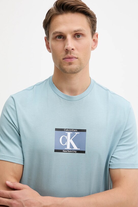 Ρούχα Βαμβακερό μπλουζάκι Calvin Klein LV04RC854G μπλε