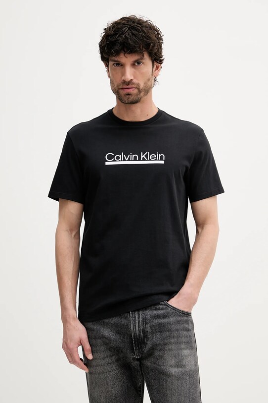 Calvin Klein t-shirt bawełniany nadruk czarny LV04RC852G