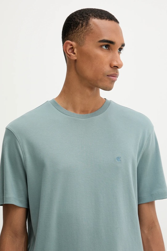 Βαμβακερό μπλουζάκι Calvin Klein τιρκουάζ LV04LB275G