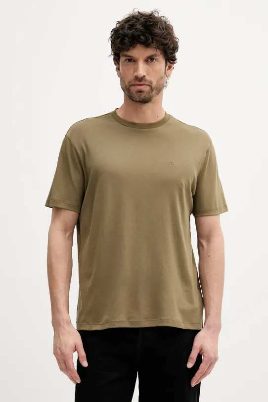 Bavlněné tričko Calvin Klein hladký zelená LV04LB275G