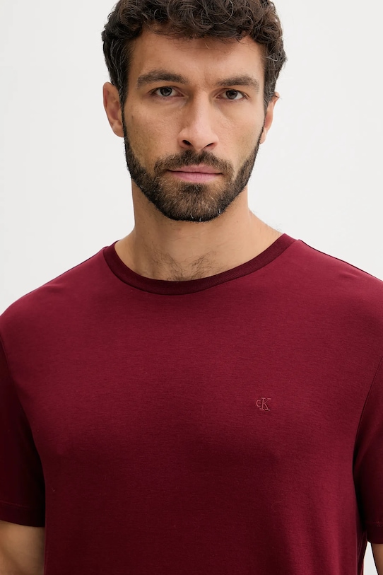 Îmbrăcăminte Calvin Klein tricou din bumbac LV04LB275G burgundia