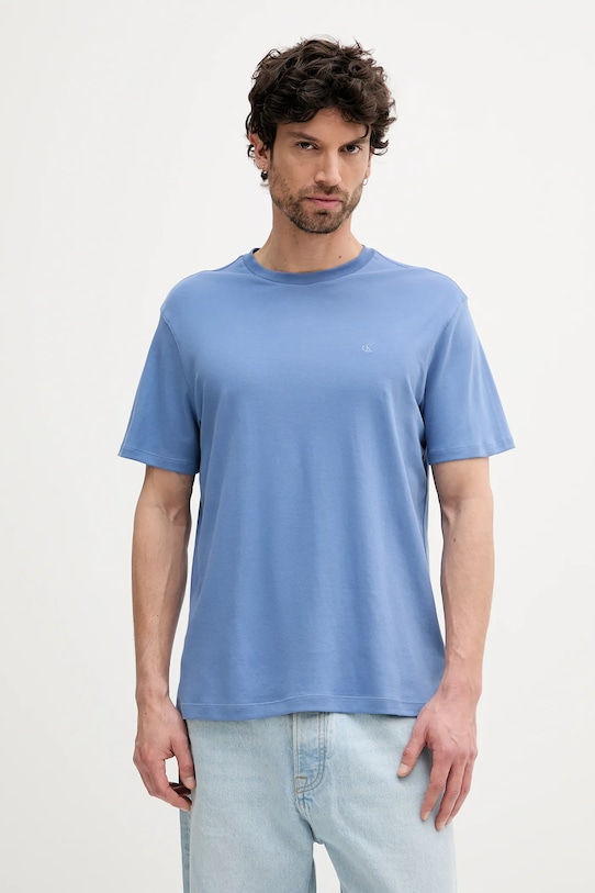 Bavlněné tričko Calvin Klein hladký modrá LV04LB275G