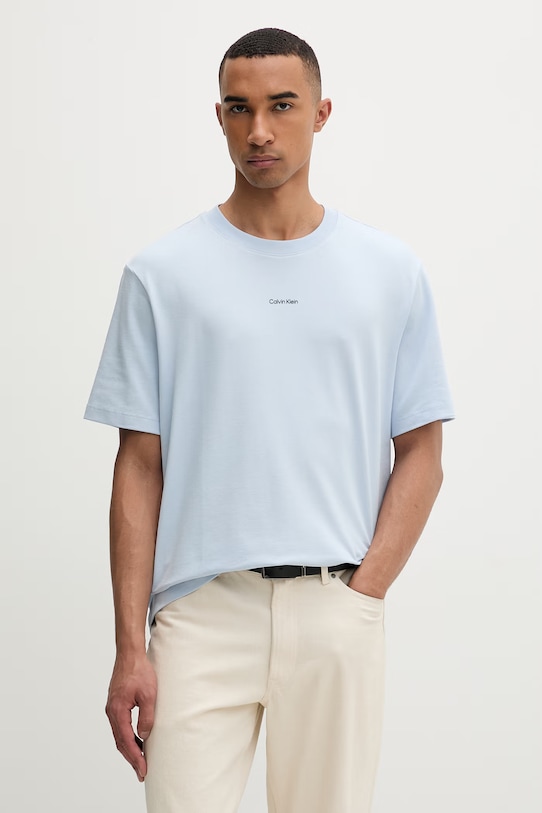 Calvin Klein majica za muškarce od pamuka s elastanom plava LV04LC241G