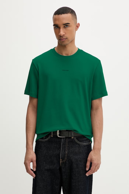 Calvin Klein majica muška od pamuka s elastanom zelena LV04LC241G