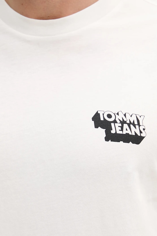 Bavlněné tričko Tommy Jeans bílá DM0DM21539