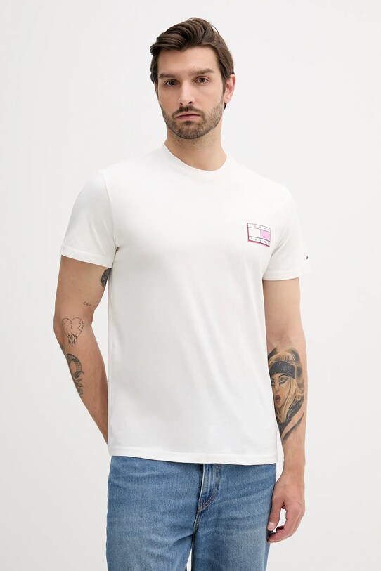 Tommy Jeans tricou din bumbac print alb DM0DM21577