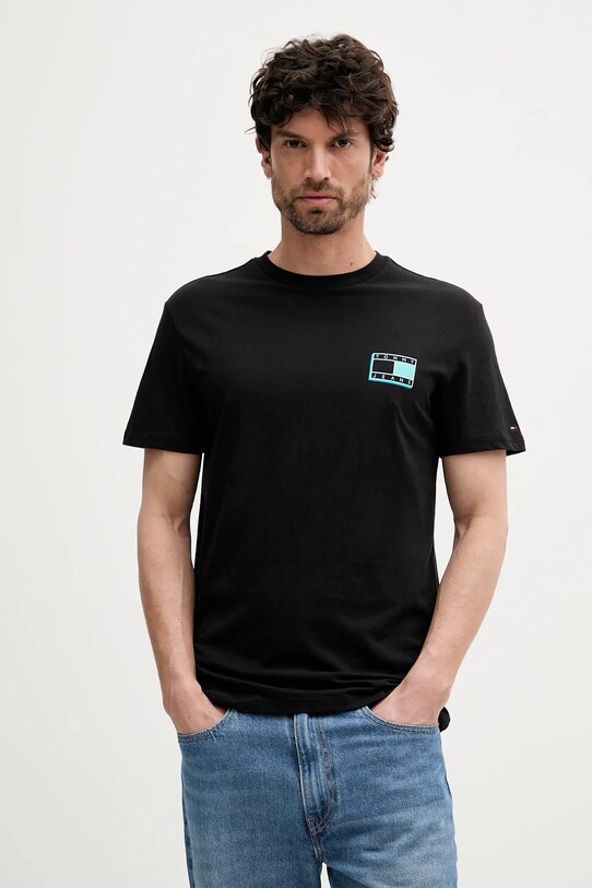 Tommy Jeans t-shirt bawełniany nadruk czarny DM0DM21577