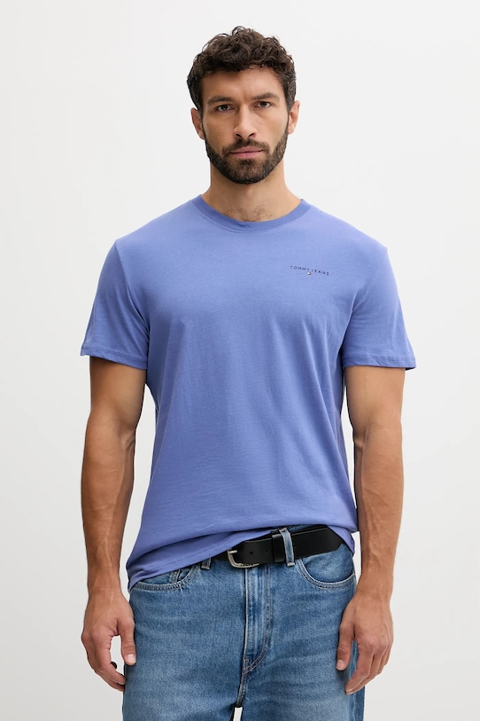 Bavlnené tričko Tommy Jeans slim modrá DM0DM21780