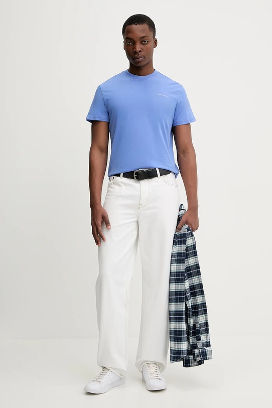 Pamučna majica Tommy Jeans DM0DM21780 ljubičasta AW25