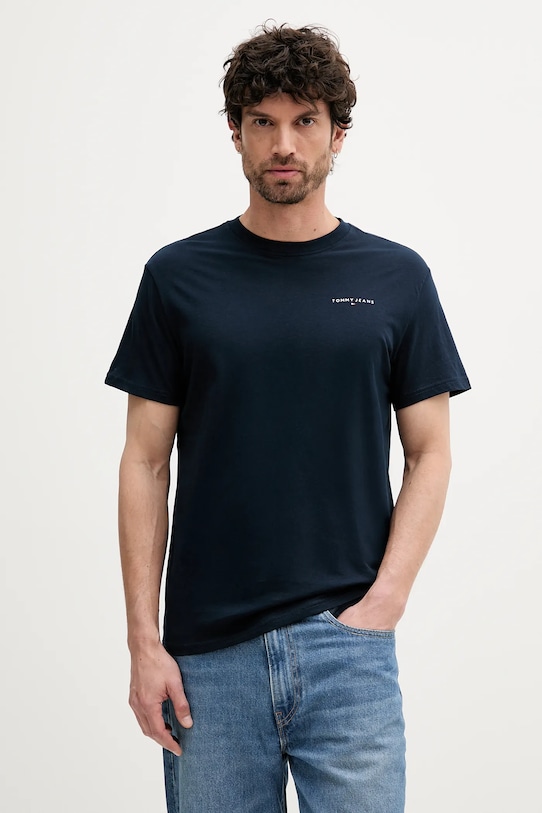 Βαμβακερό μπλουζάκι Tommy Jeans βαμβάκι σκούρο μπλε DM0DM21780