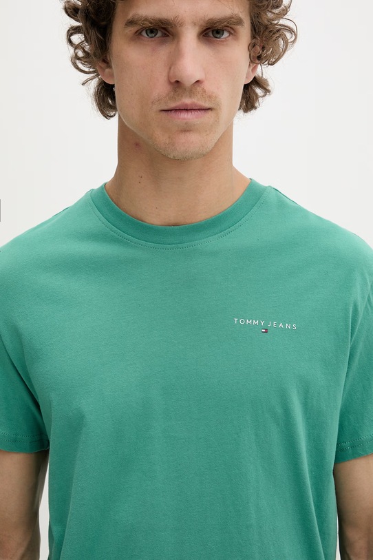 Tommy Jeans tričko pánské bavlněné zelená DM0DM21780