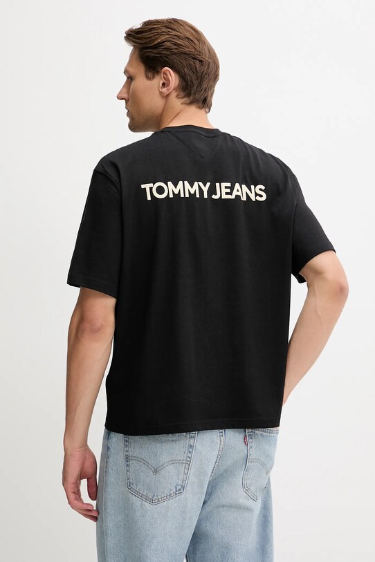 Ruházat Tommy Jeans pamut póló DM0DM21785 fekete