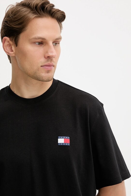 Tommy Jeans pamut póló fekete DM0DM21785