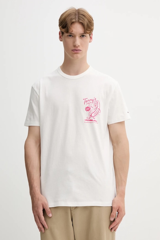 Дрехи Памучна тениска Tommy Jeans DM0DM21829 бежов