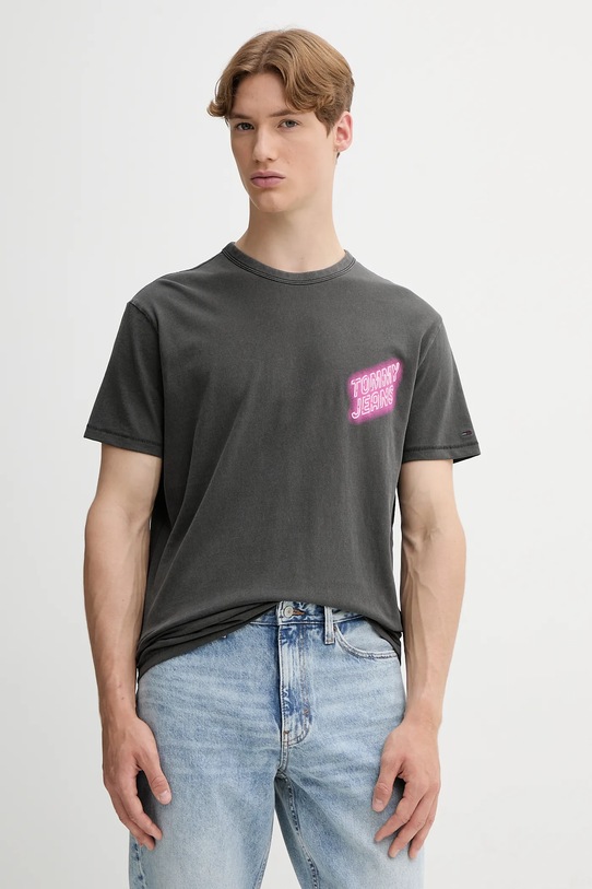 Ρούχα Βαμβακερό μπλουζάκι Tommy Jeans DM0DM21829 γκρί