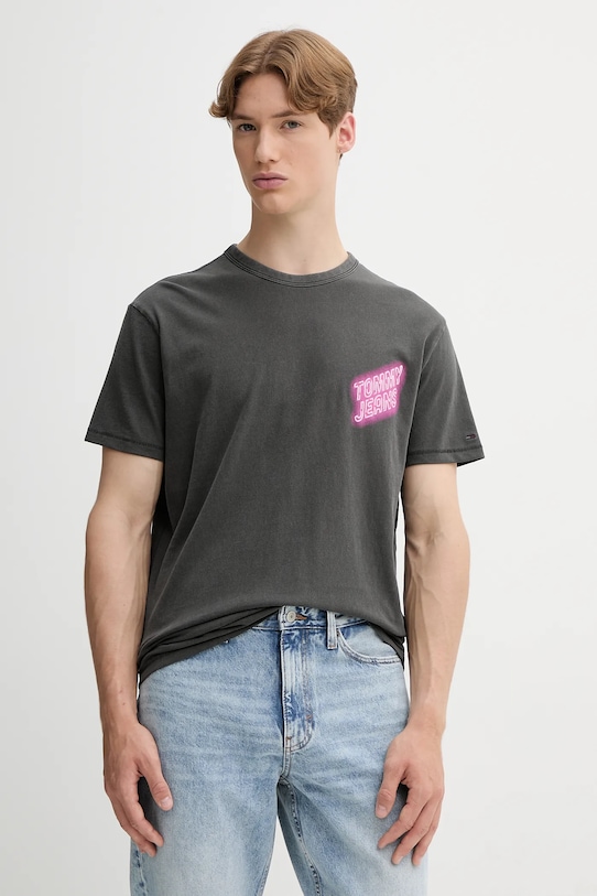 Oblečenie Bavlnené tričko Tommy Jeans DM0DM21829 sivá