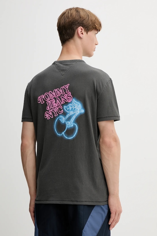 Tommy Jeans tricou din bumbac print gri DM0DM21829