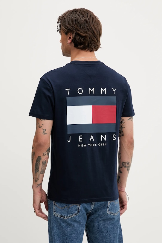 Tommy Jeans tricou din bumbac print bleumarin DM0DM21910