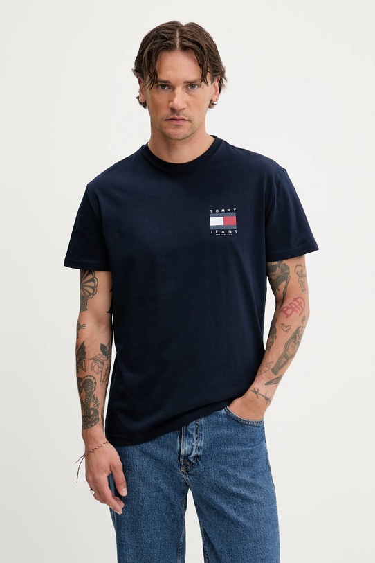 Îmbrăcăminte Tommy Jeans tricou din bumbac DM0DM21910 bleumarin