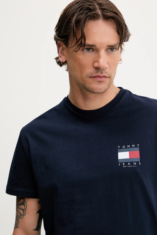 Tommy Jeans t-shirt bawełniany granatowy DM0DM21910