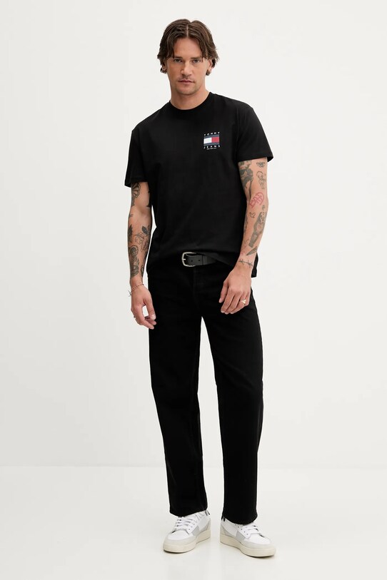 Bavlnené tričko Tommy Jeans čierna DM0DM21910