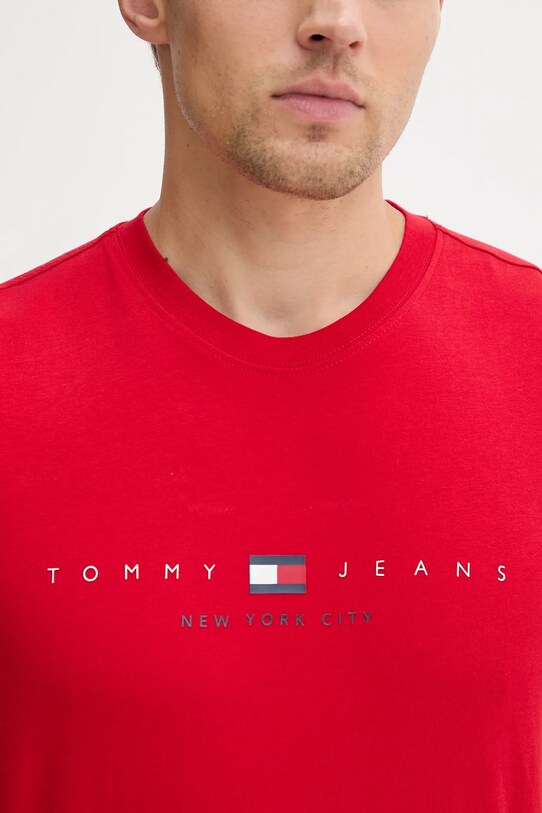 Tommy Jeans pamut póló piros DM0DM21911