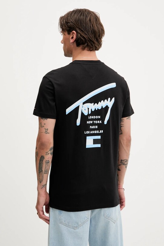 Bavlnené tričko Tommy Jeans potlač čierna DM0DM21934