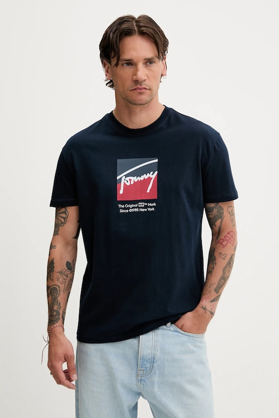 Tommy Jeans t-shirt bawełniany nadruk granatowy DM0DM21940