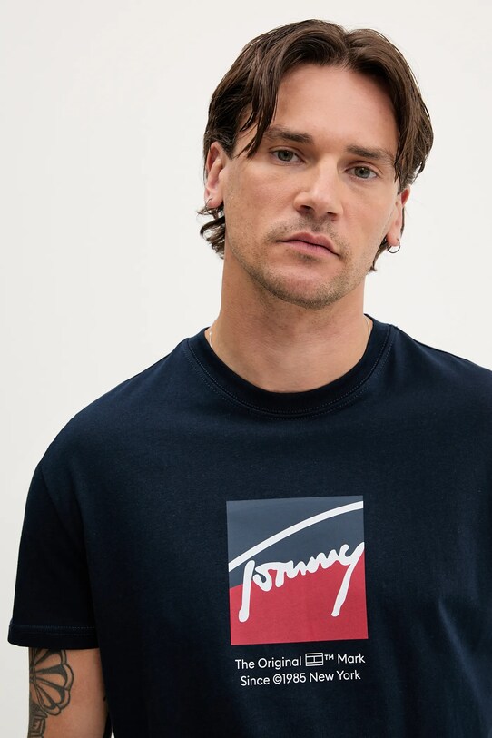 Tommy Jeans tricou din bumbac bleumarin DM0DM21940