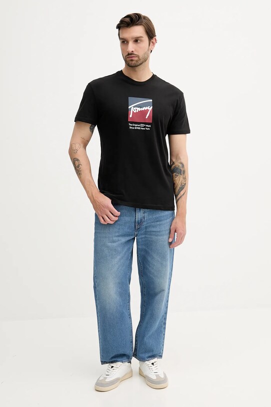 Tommy Jeans tricou din bumbac DM0DM21940 negru AW25