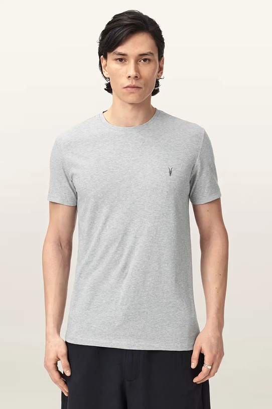 AllSaints tričko pánske bavlnené TONIC 3-balenie M029JB sivá AA00