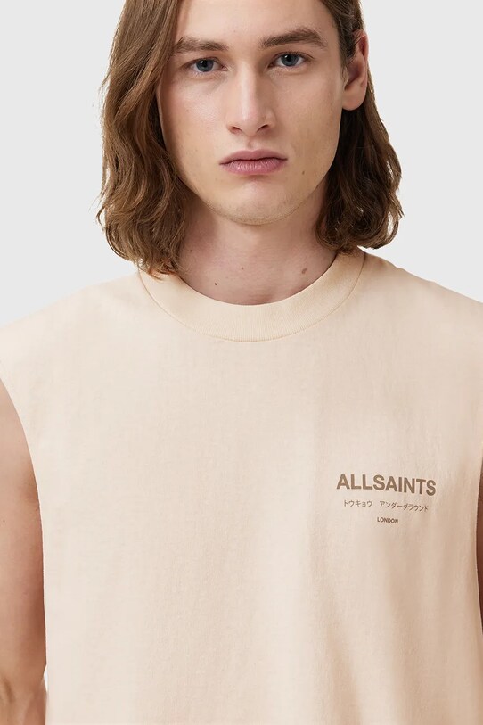 Bavlnený top AllSaints UNDERGROUND béžová M038PC