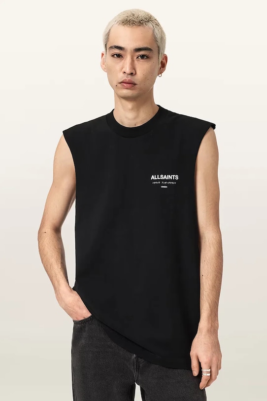 AllSaints T-shirt męski bawełniany UNDERGROUND M038PC czarny AW25