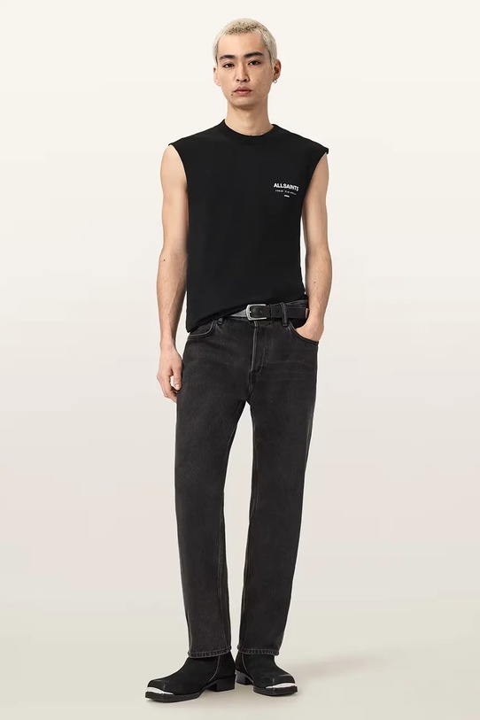 Odzież AllSaints T-shirt męski bawełniany UNDERGROUND M038PC czarny