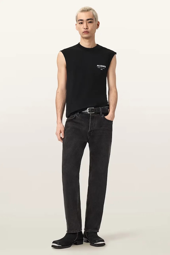 Odzież AllSaints T-shirt męski bawełniany UNDERGROUND M038PC czarny