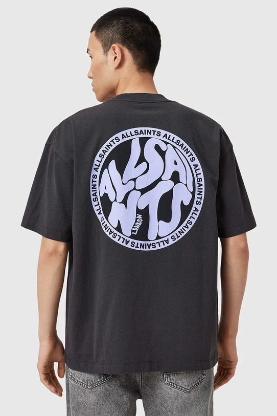 Памучна тениска AllSaints DISTORTION M041PC сив NC25