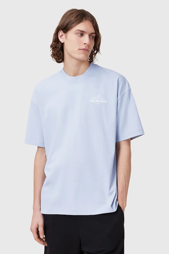 Хлопковая футболка AllSaints SOLEIL хлопок голубой M051PC