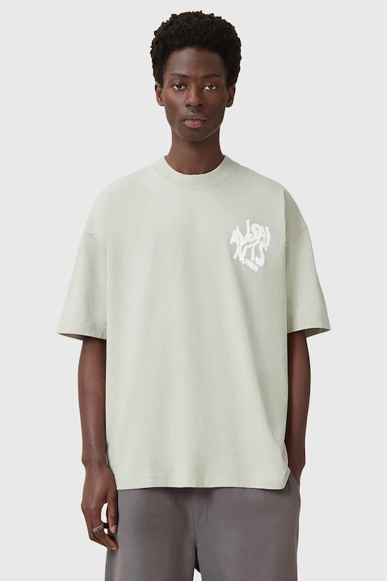 AllSaints t-shirt bawełniany ORLANDO nadruk zielony M066PC